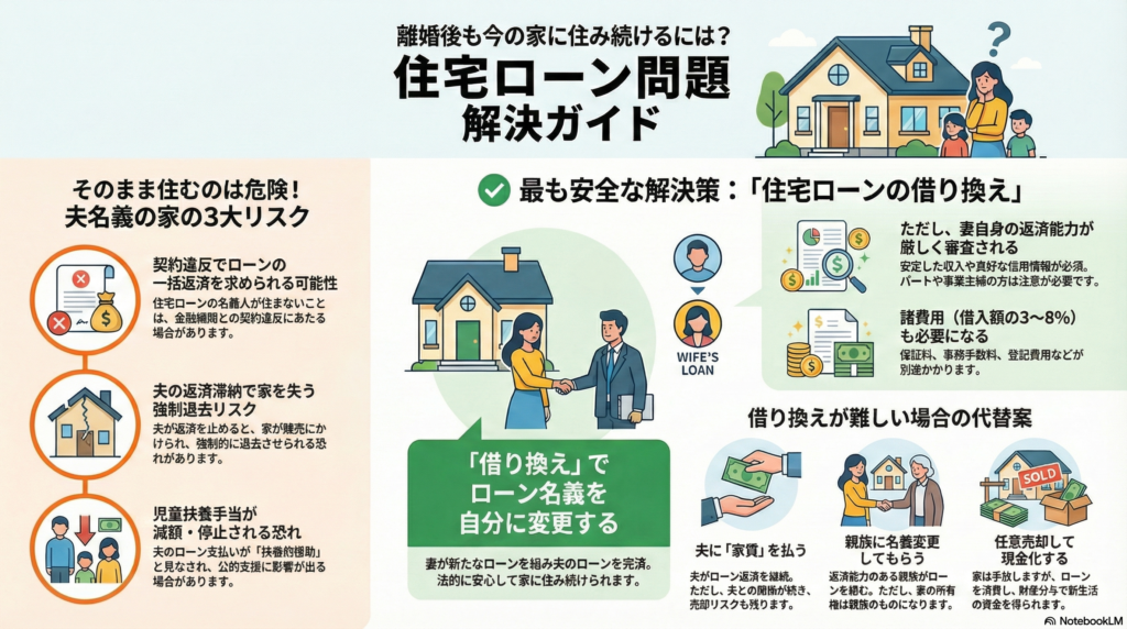 離婚時の住宅ローン借り換え説明図
